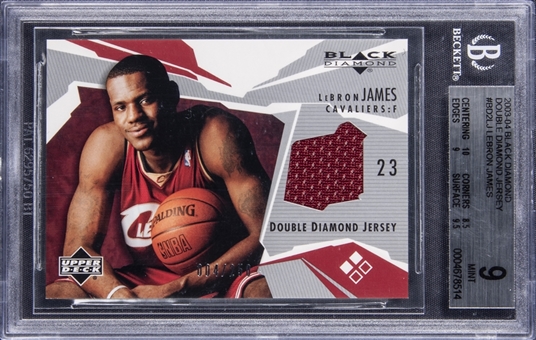 2003-04 Upper Deck Black Diamond "Double Diamond Jerseys" #BD2-LJ LeBron James Jersey Rookie Card (#004/250) - BGS MINT 9